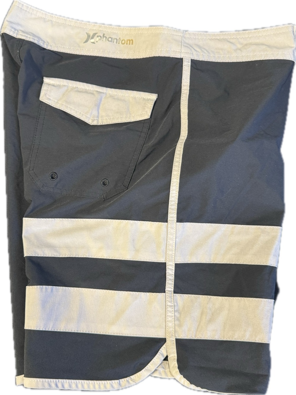 Hurley Phantom Boardshorts Size 33 Black White Stripe Surf Shorts